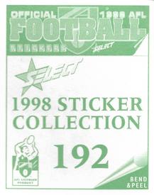 1998 Select AFL Stickers #192 Ben Harrison Back